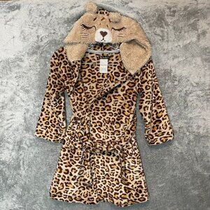 Cuddl Duds Girls Sassy Animal Cheetah Print Soft Cozy Lounge Sleepwear Robe S